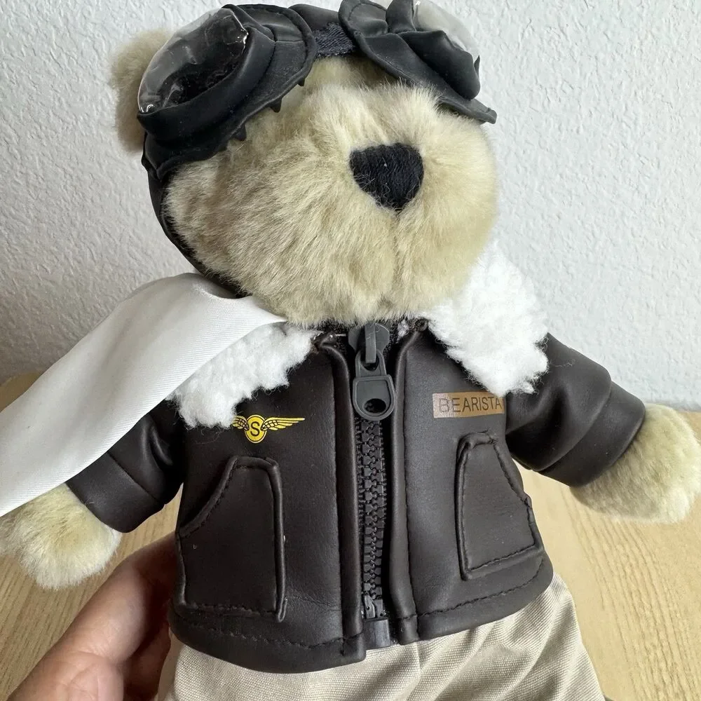 Starbucks Coffee Bearista Aviator Pilot 32nd Edition 2004 Plush Teddy Bear 9”